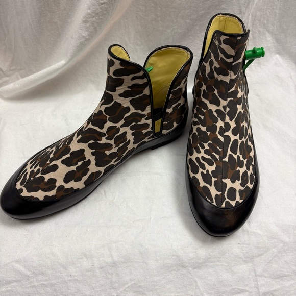 TORY BURCH 'LOGO TOGGLE ANKLE" BOOTIE BLACK/REVA LEOPARD 7.5 - Picture 2 of 9